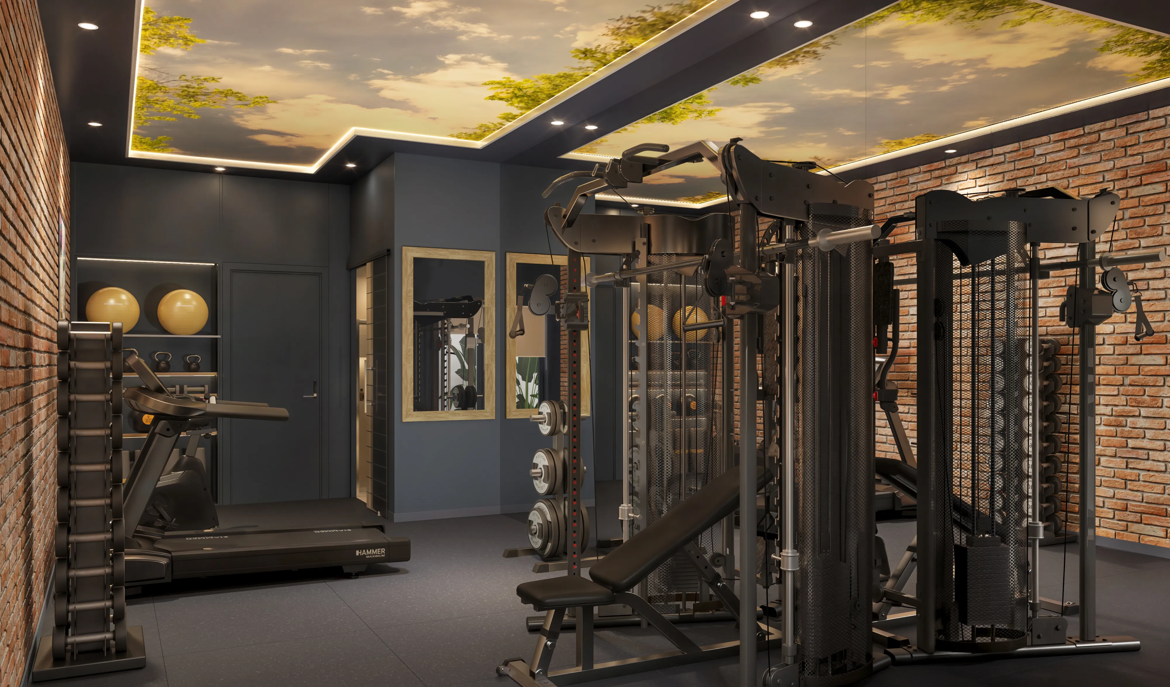 Villa Vital Fitnessbereich mit professionellen Geräten