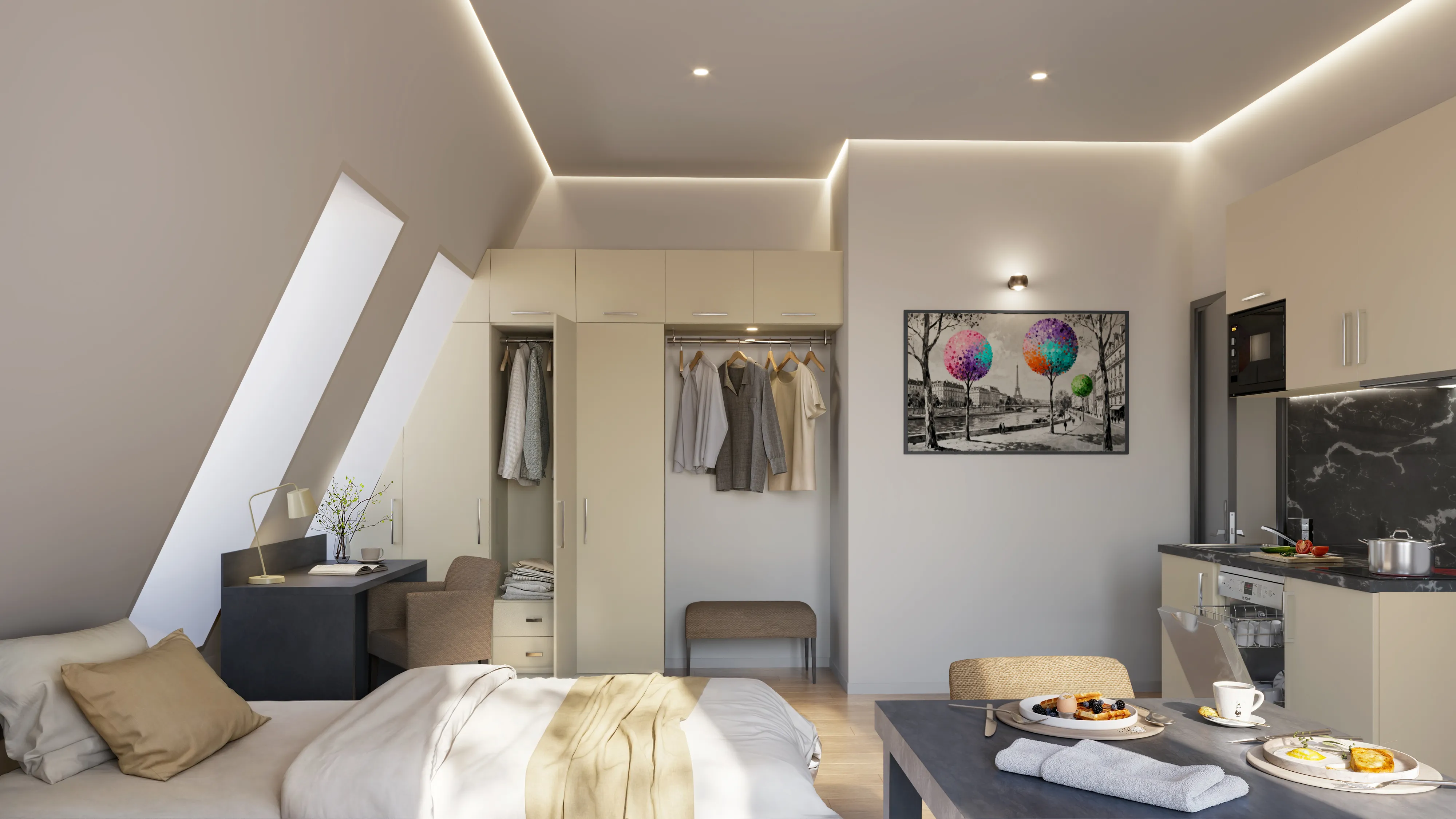 Dachgeschoss-Apartment mit Dachschräge